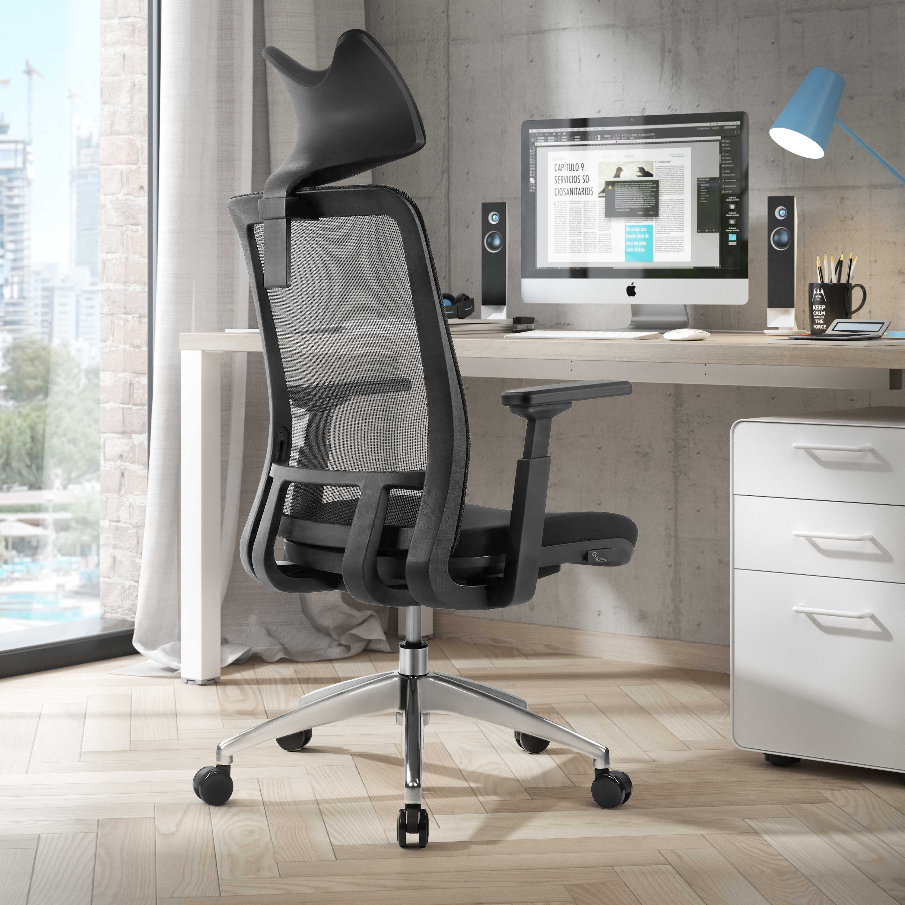Sedia per ufficio ergonomica Shifter, con poggiatesta